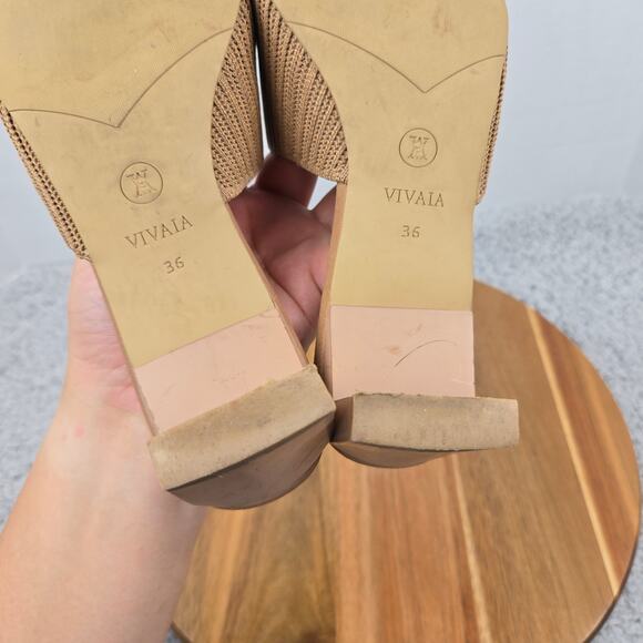 Vivaia Womens 36 Jade Almond Square Open Toe Business Casual Block Heel Slide - Picture 10 of 12